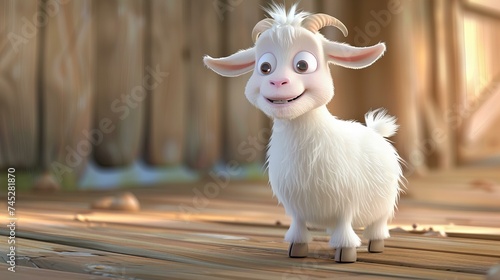 cute goat, cartoon character isolated on background with copy space © Christopher