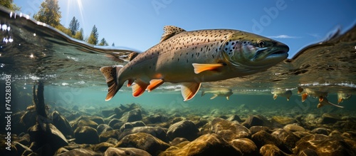Graceful trout navigating the clear waters