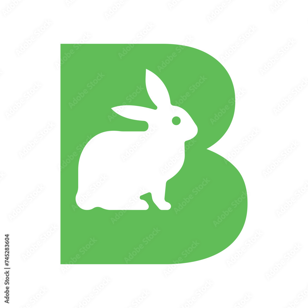Obraz premium Rabbit Logo combine with letter B vector template