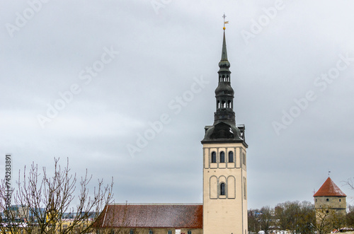  St. Nicholas' Church in Tallinn in winter, Estonia