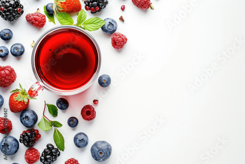Glass of Red Wine Surrounded by Berries