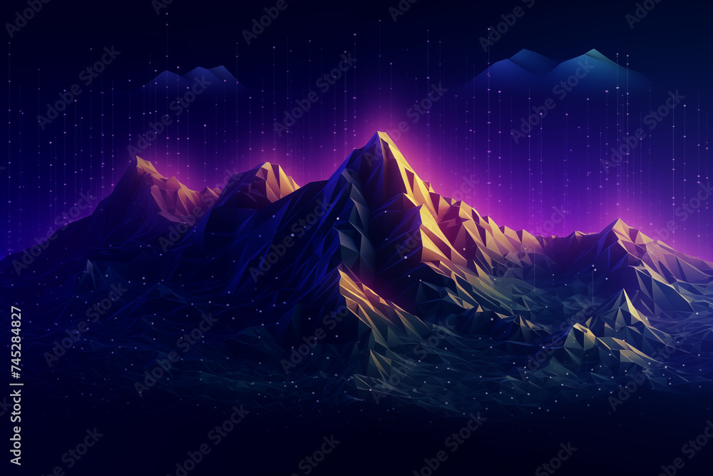 Fototapeta premium Mountain Majesty: A stunning landscape with snow-covered peaks, vibrant sunrise, and captivating sunset, showcasing the beauty of nature and the majesty of high-altitude exploration