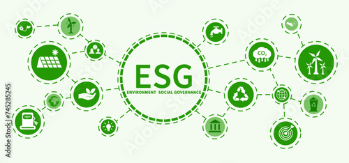 ESG icon concept for environment, society and governance in sustainable business and green business. on a white background