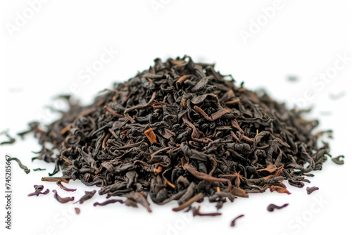 A Pile of Black Tea on White Background