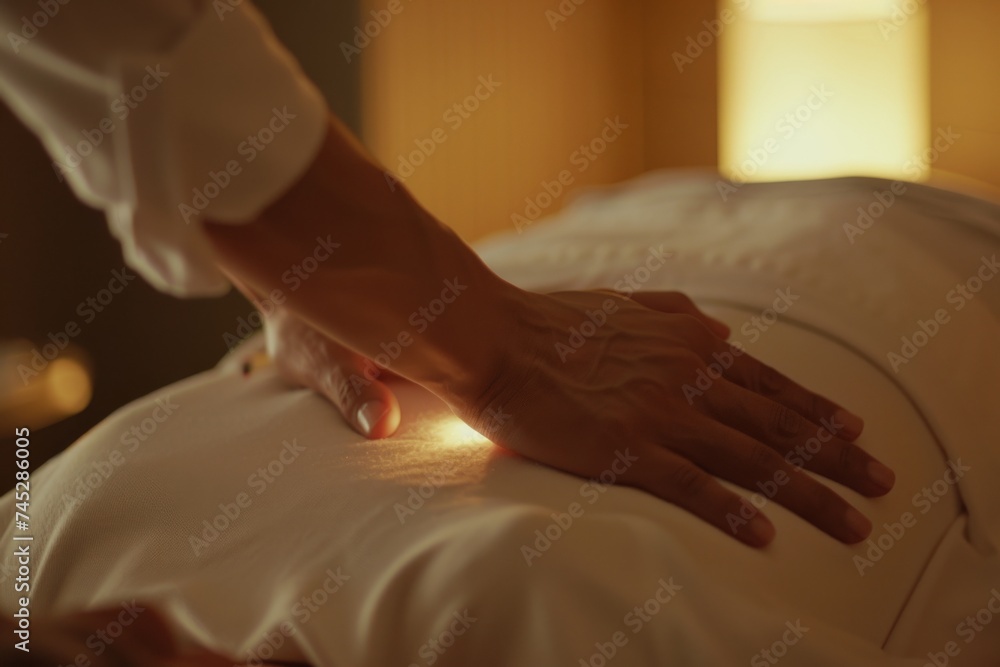 close-up of a therapists hands performing a back treatment on a patient close-up of a therapists hands performing a back treatment on a patient