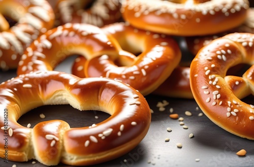 Closeup of Fresh Pretzels on the countertop  national pretzel day 