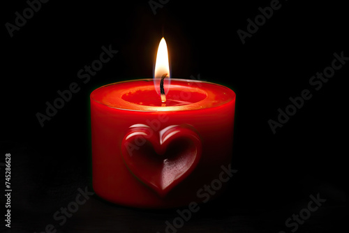 Red Candle With Heart Motif