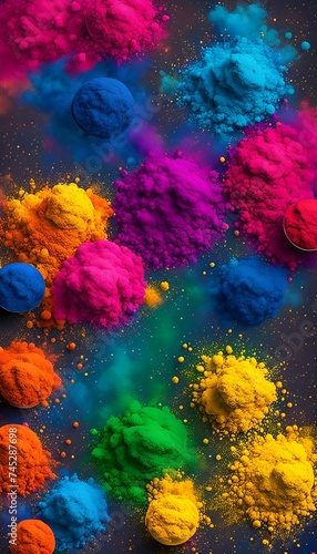 Indian Holi colorful powder abstract background  © Margarita Mao