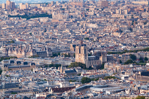 aerial view over Paris France