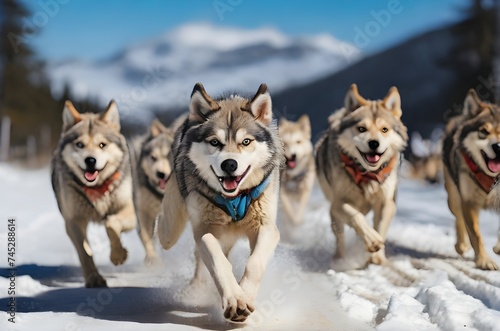 wolf racing in snow.generative ai