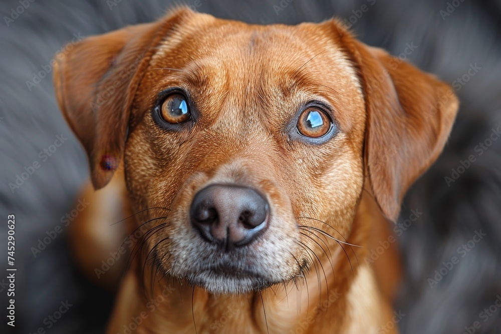 This image captures the intricate details of a dog's fur texture and ears with a blurred background, highlighting the animal's features