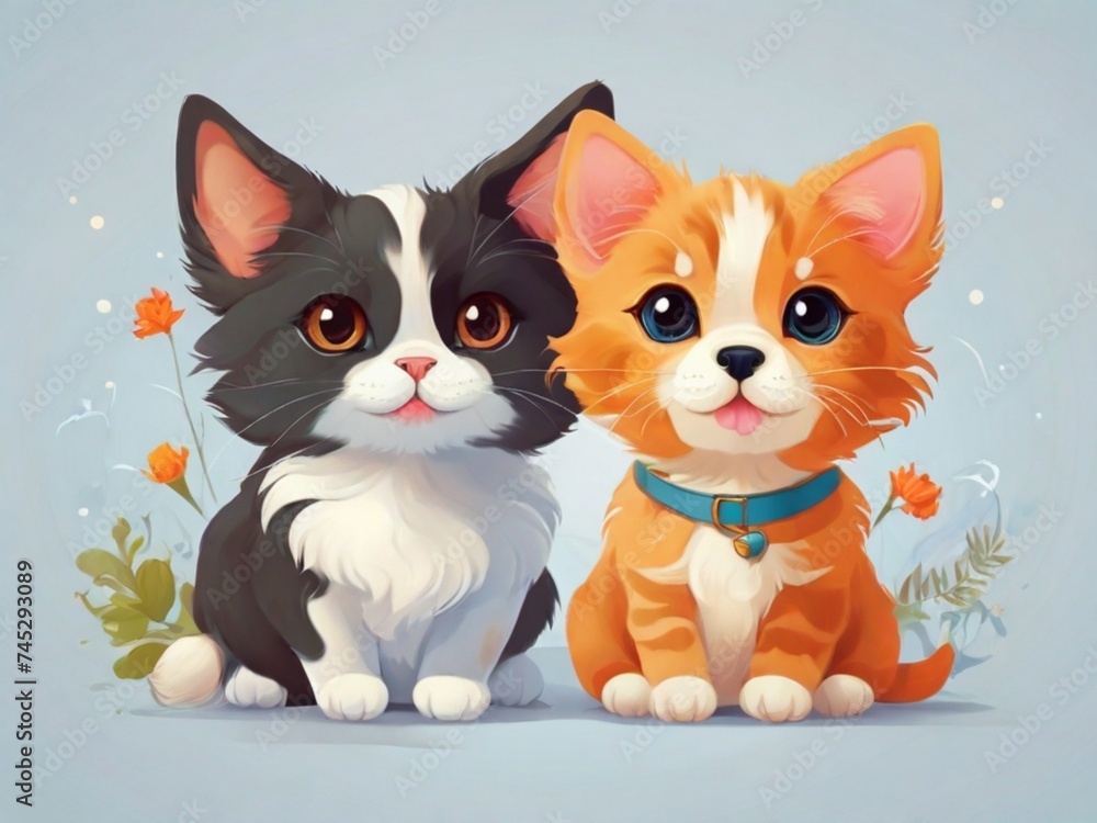 Two kittens looking at camera Two kittens looking at camera