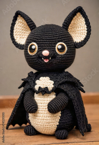 Knitted from wool cute bat  Japanese art - amigurumi