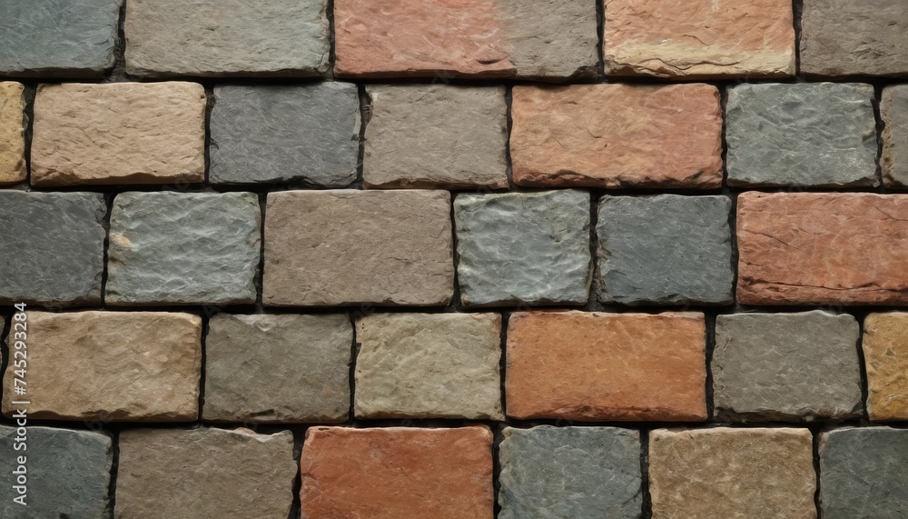 Naklejka premium Slate tile ceramic seamless pattern brick brown stone texture for background