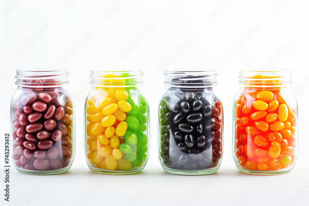 Rows of Jars Filled With Jelly Beans Rows of Jars Filled With Jelly Beans