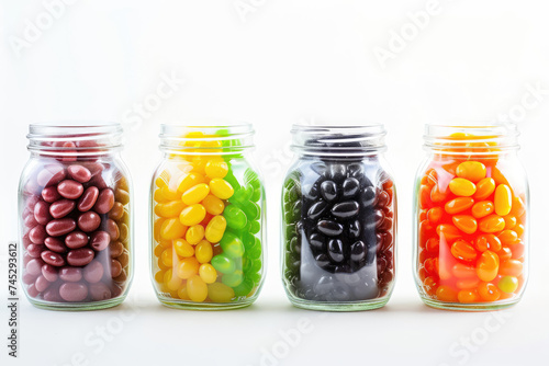 Rows of Jars Filled With Jelly Beans