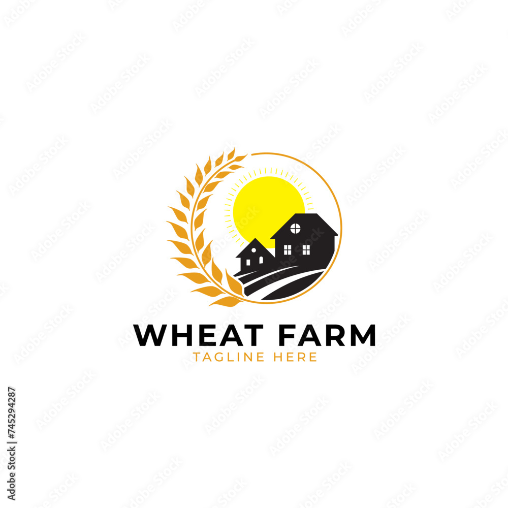 wheat farm logo template