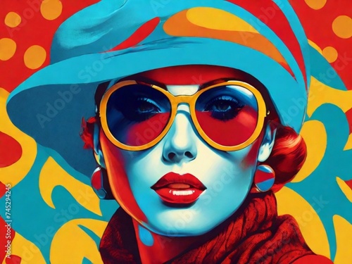 Portrait of a woman with sunglasses and beret 
