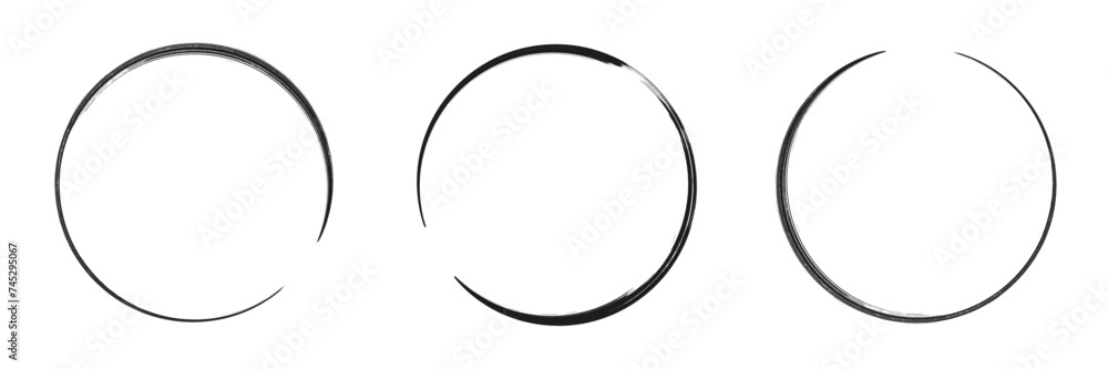 Collection hand drawn round shape. Sketch of circular doodles with a marker. Set of circular frames. Vector illustration on a isolation white background. - obrazy, fototapety, plakaty 
