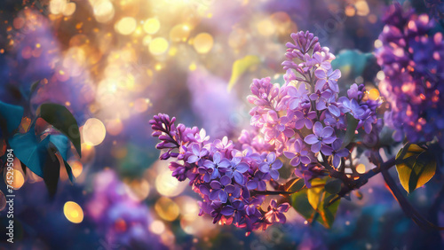 Lilac flowers spring blossom, sunny day light bokeh background © Mariusz Blach