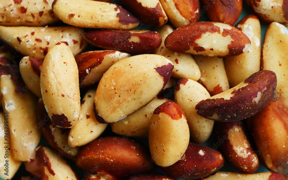 Top view Brazil nuts texture. Food background Top view Brazil nuts texture. Food background