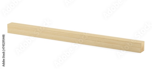 Fototapeta Naklejka Na Ścianę i Meble -  Single construction timber wood beam over white background, construction industry or material concept