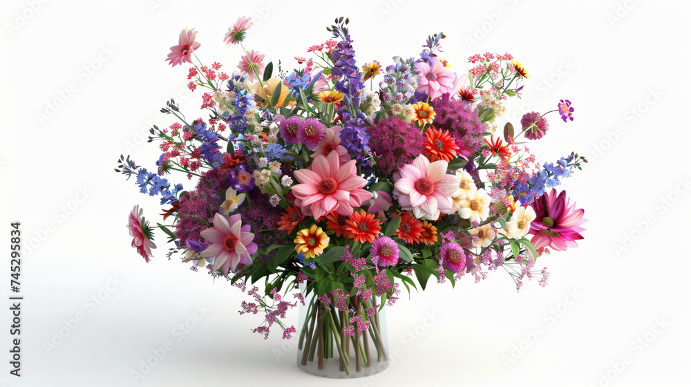 3d rendering of a bouquet of colourful flowers
