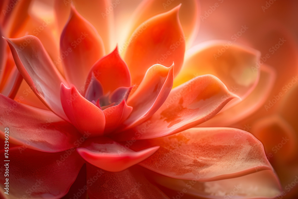 Close-up of red succulent echeveria. Macro photography of nature.