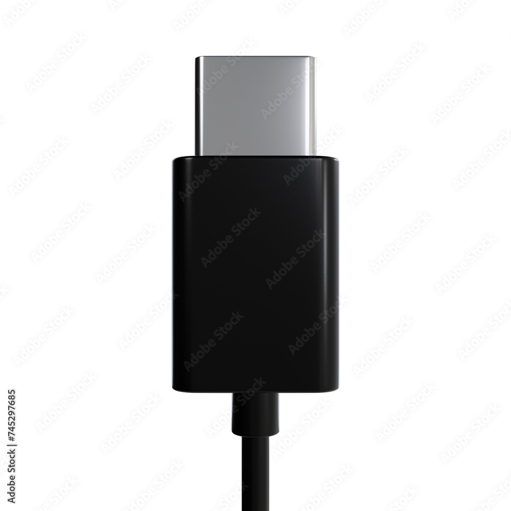 Obraz premium PNG USB-C plug-in Type-c port USB display port illustration prop telephone port perspective black