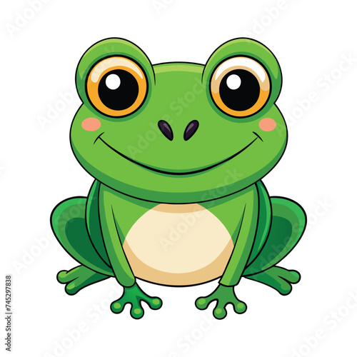 Vector of cartoon frog illustration on white