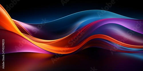 Vibrant abstract shapes swirl on a dark background, inviting storytelling. Concept Abstract art, Swirling shapes, Dark background, Vibrant colors, Storytelling