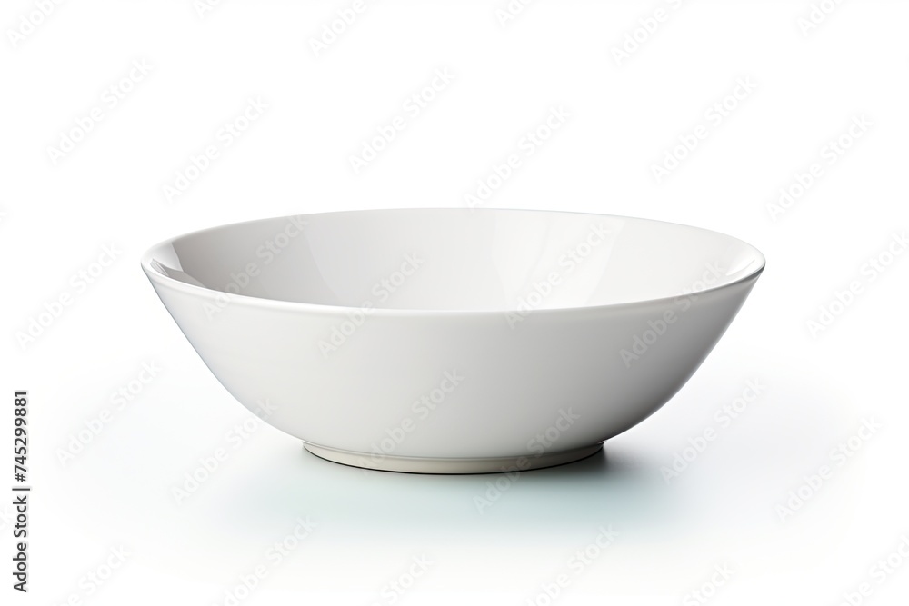 White Bowl Isolated on Clean Background. Top View of Empty Dish Object, Perfect for Food White Bowl Isolated on Clean Background. Top View of Empty Dish Object, Perfect for Food