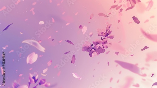Dreamy Cherry Blossom Petals in Soft Anime Background
