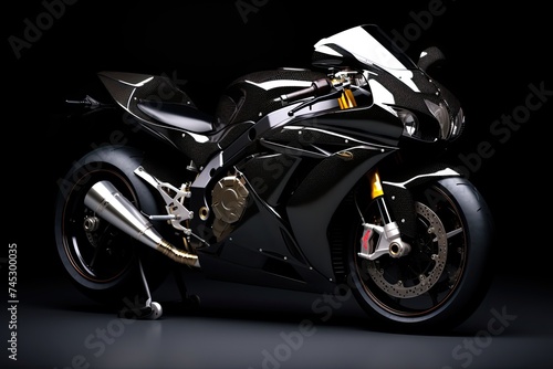 Powerful Black Sport Bike on the Road. Motorcycle for Speed Demons and Thrill-Seekers Alike