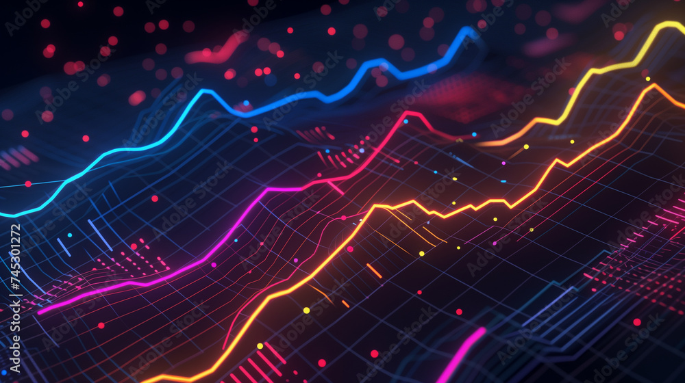 Abstract Financial Data Visualization with Colorful Graphs and Charts in 3D Illustration Abstract Financial Data Visualization with Colorful Graphs and Charts in 3D Illustration