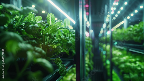 Vertical Farming Rack with Green in LED light