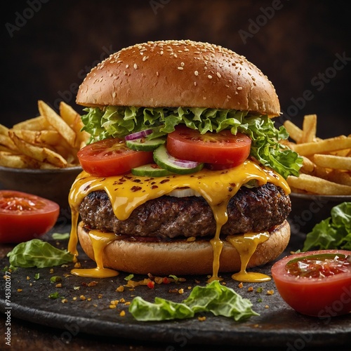 burger and fries