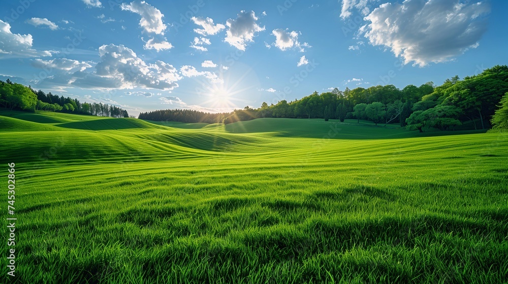 Obraz premium Background, landscape of hilly terrain on a sunny summer day