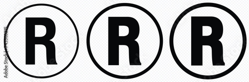 Registered trademark icon vector. R alphabet sign symbol.