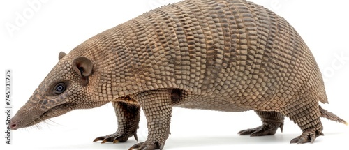 a close up of an armadile on a white background with a clipping path to the top of the armadile. photo