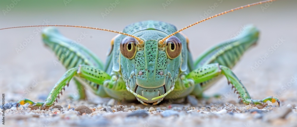 a close up of a grasshopper looking at the camera with a blurry look on it's face. a close up of a grasshopper looking at the camera with a blurry look on it's face.
