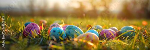 easter egg hunt, easter eggs under lawn