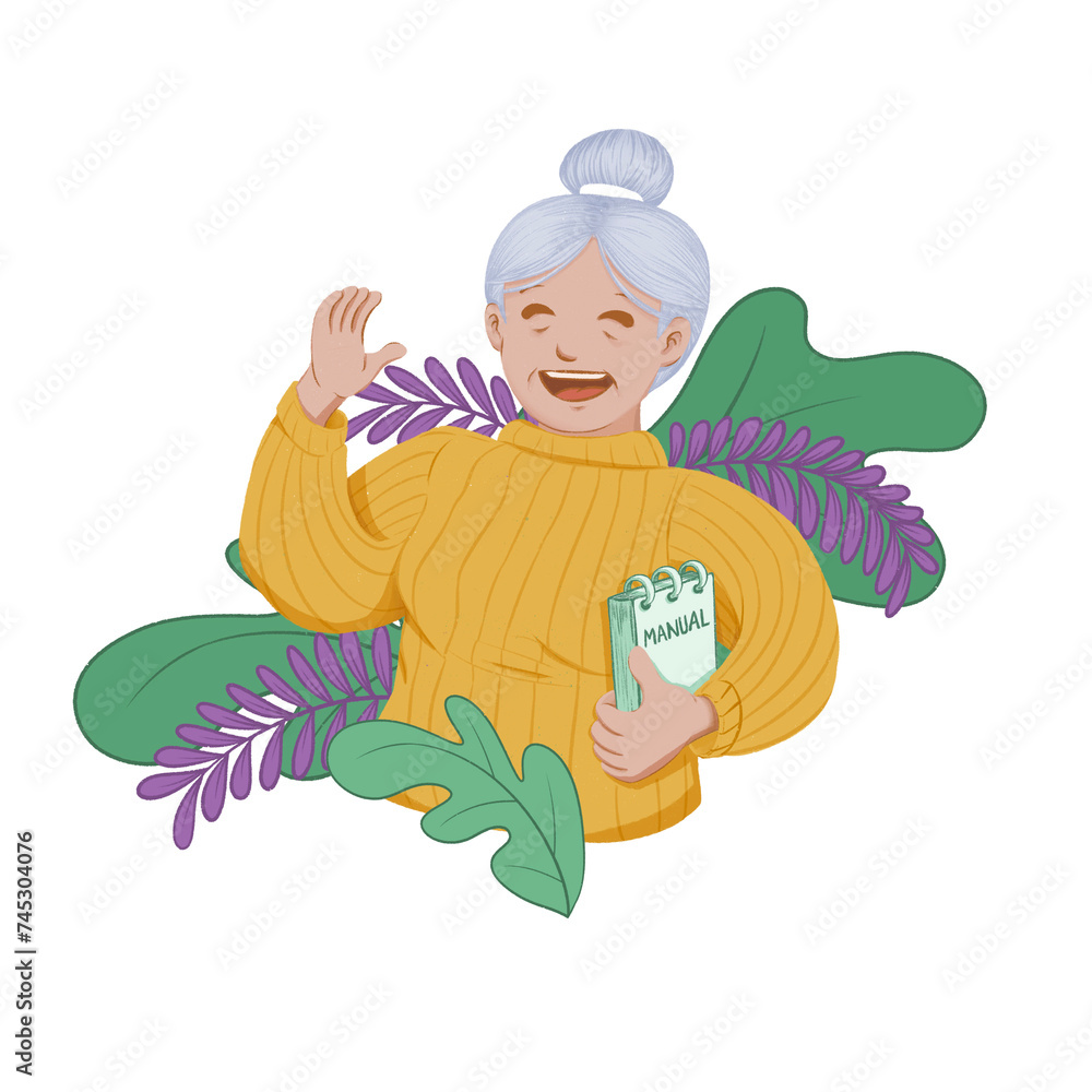 Fototapeta premium old woman with note