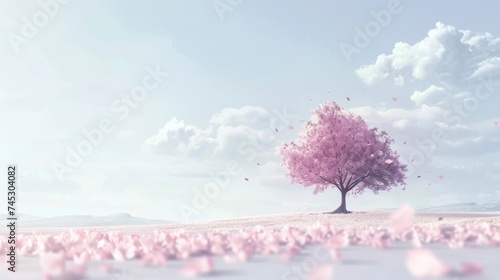 Serene Anime Cherry Blossom Landscape