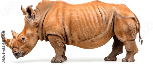 a close up of a rhinoceros with its mouth open and it s head turned to the side.