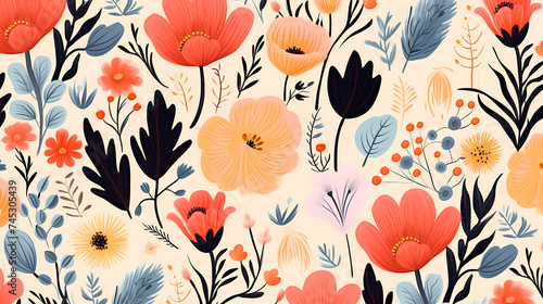 Colorful seamless floral pattern
