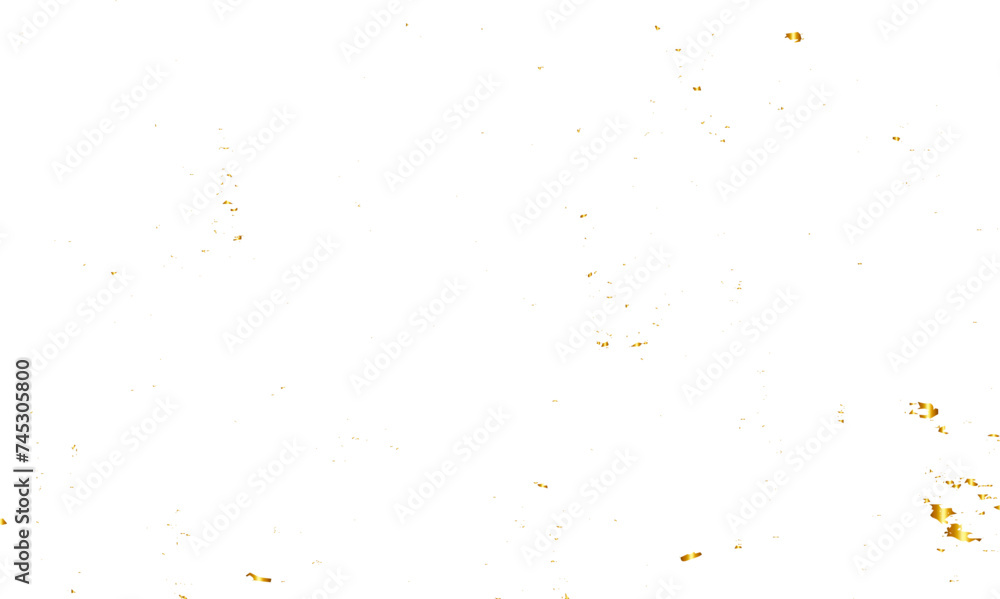 Abstract luxury golden confetti glitter and dust falling down on transparent background. Shiny glittering dust background. Vector illustration.