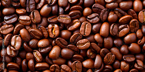 Coffee beans as background. Top view.