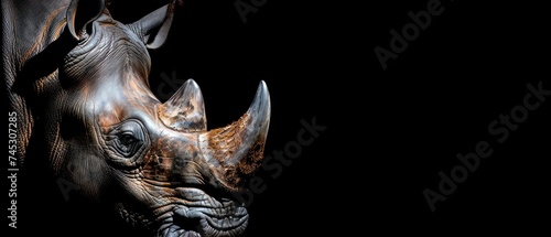 a close up of a rhino's head with it's mouth open and it's eyes wide open.