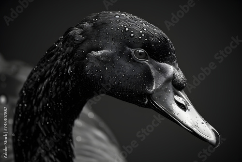 Black and White Photo of a Duck